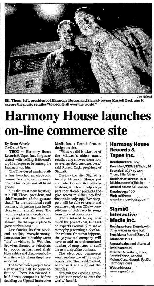 Harmony House Records and Tapes - 1998 Article On Ecommerce